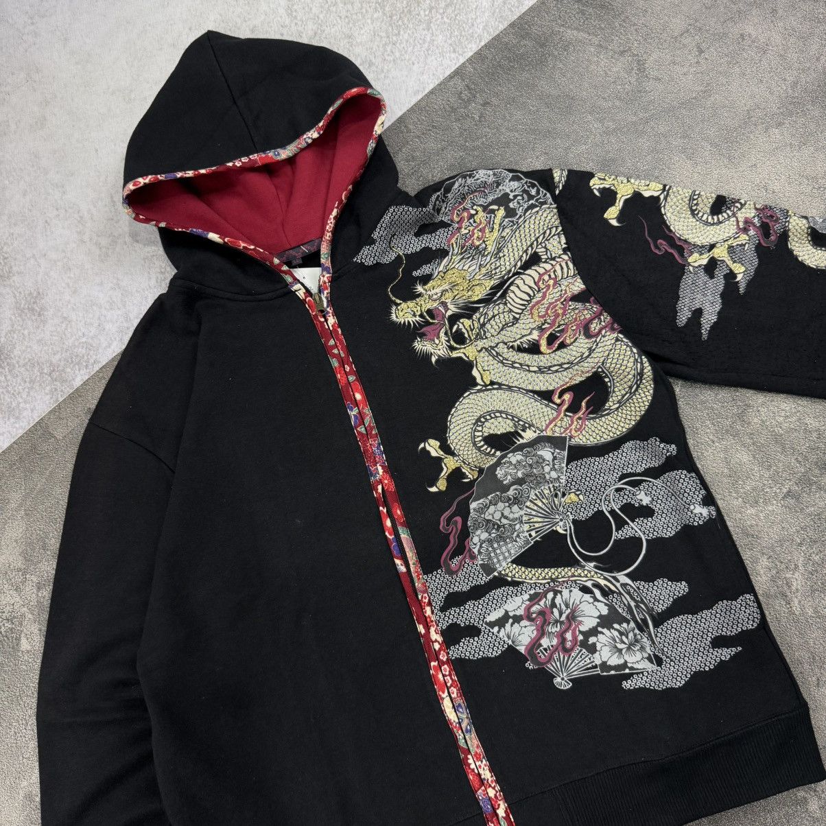 Japanese Brand Vintage sukajan dragon japanese full zip hooded black Size US XL / EU 56 / 4 - 6 Thumbnail