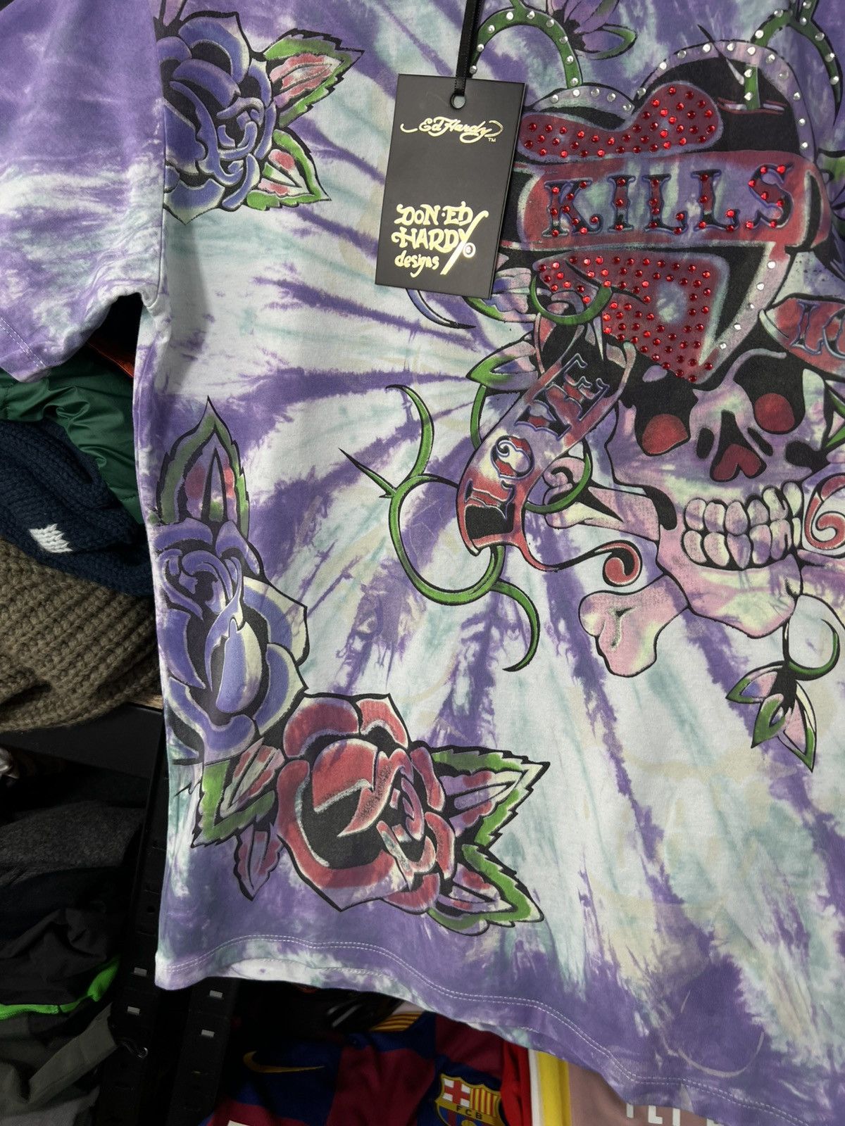 Ed Hardy Ed Hardy Love Kills Slowly Tie-Dye T-shirt Purple Size US L / EU 52-54 / 3 - 6 Thumbnail