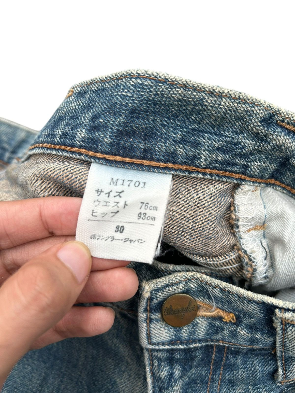 Kapital Vintage Wrangler Blue Bell Selvedge Thrashed Denim Jeans Size US 30 / EU 46 - 8 Thumbnail