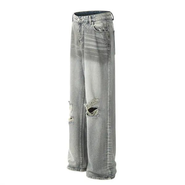 Japanese Brand Riho Gradient Wash Punk Distressed Loose Ripped Jeans Size US 32 / EU 48 - 8 Thumbnail