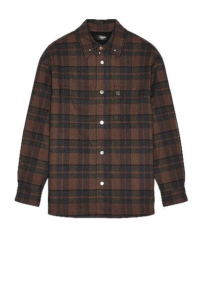 Amiri o1mle0925 Plaid Padded Overshirt in Brown Size US M / EU 48-50 / 2 - 1 Preview