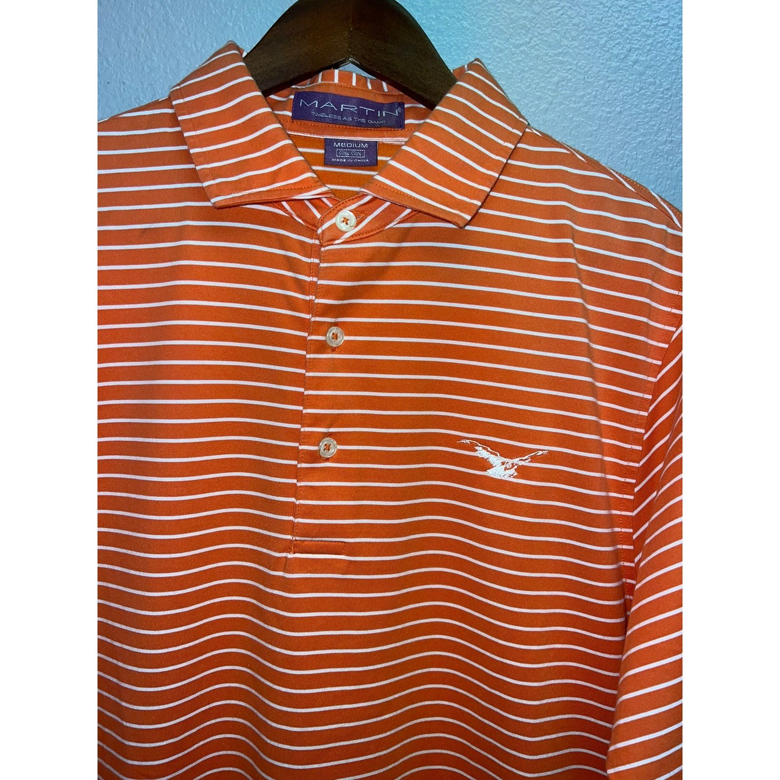 Vintage Vintage Martin Polo Shirt Orange Striped Golf SS Eagle M Size US M / EU 48-50 / 2 - 2 Thumbnail