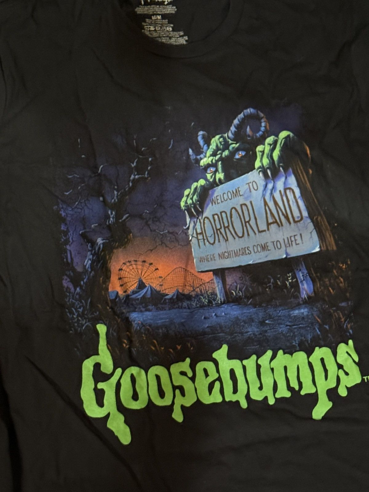 Vintage Goosebumps Welcome to HorrorLand T-Shirt Black RL Stine Size US M / EU 48-50 / 2 - 2 Thumbnail