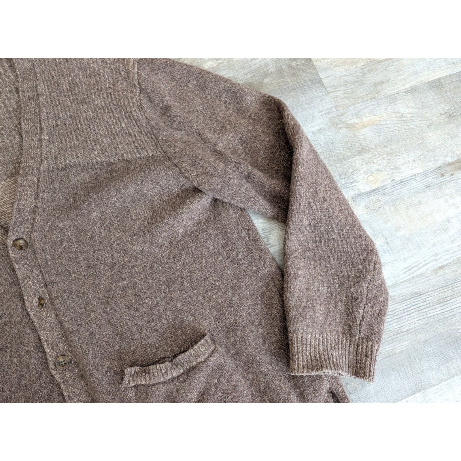 Vintage VINTAGE Woolrich Cardigan Sweater Mens XL Wood Brown Lamb's Wool Knit Cobain Grandpa 90s Outdoors Casual Size US XL / EU 56 / 4 - 4 Thumbnail
