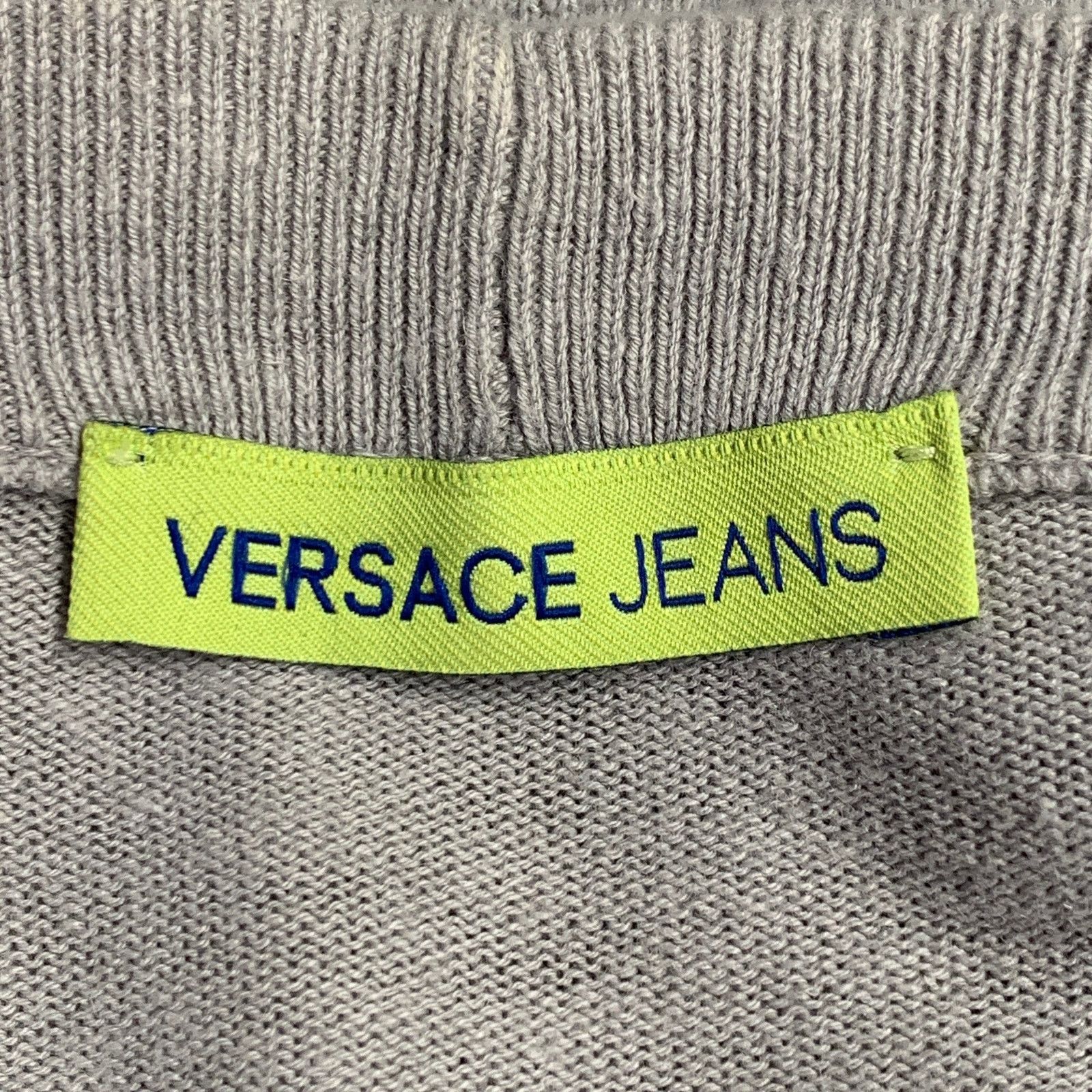 Versace Size XL Grey Black Graffiti Cotton Linen Knit Cardigan Size US XL / EU 56 / 4 - 9 Thumbnail