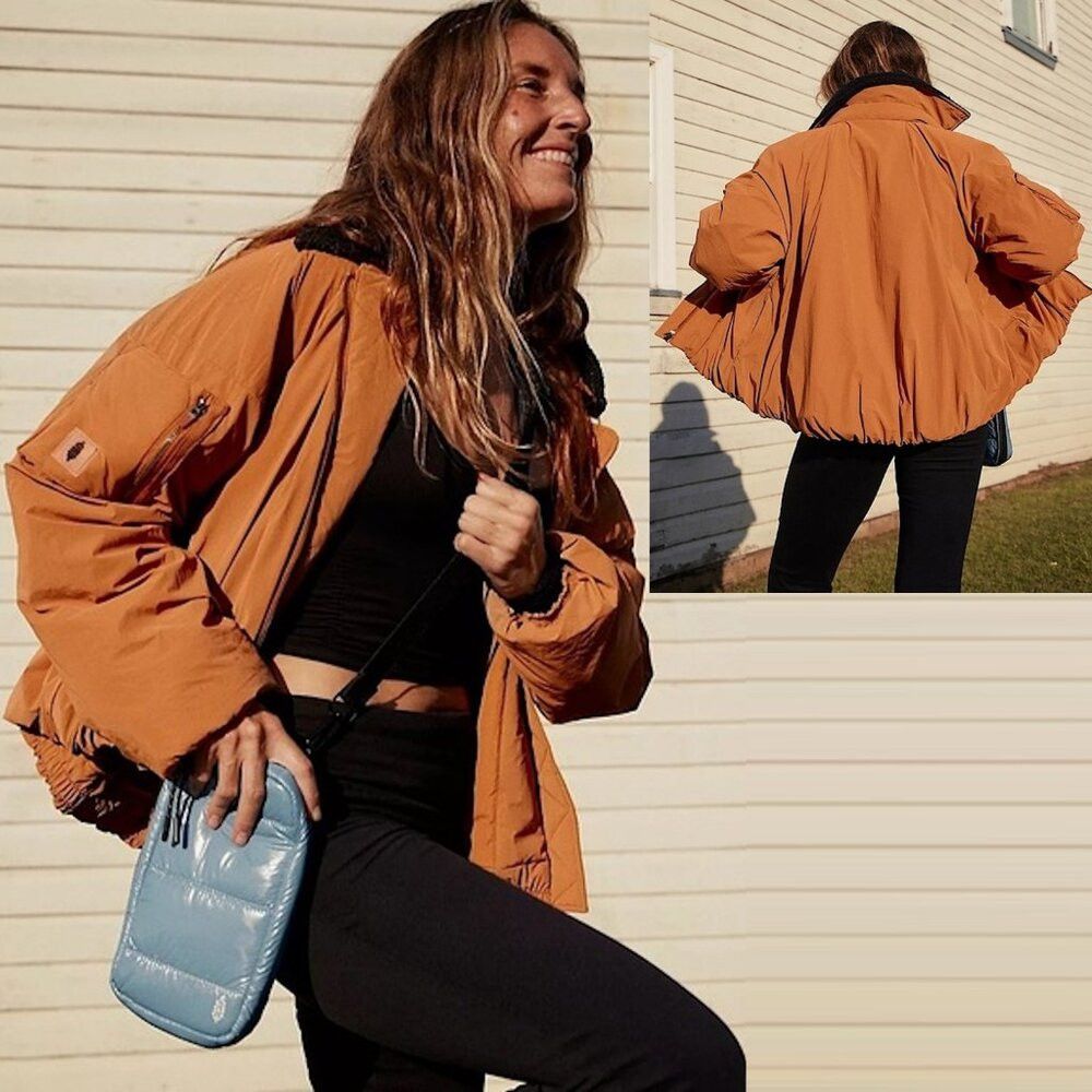 Free People NWT New Free People Outpost Bomber Bright Cider Combo Jacke Size XS / US 0-2 / IT 36-38 - 1 Thumbnail