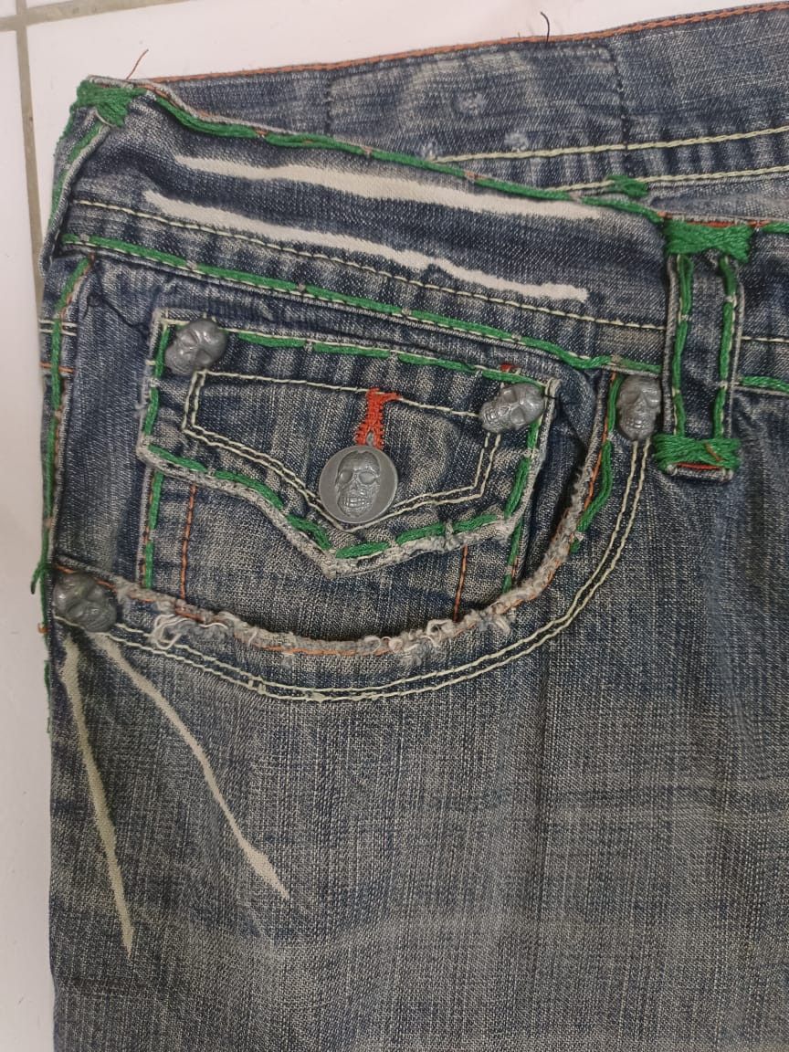 Designer × Vintage Rare Distressed Laguna Beach Skulls Jeans Flare Baggy Size US 30 / EU 46 - 12 Thumbnail