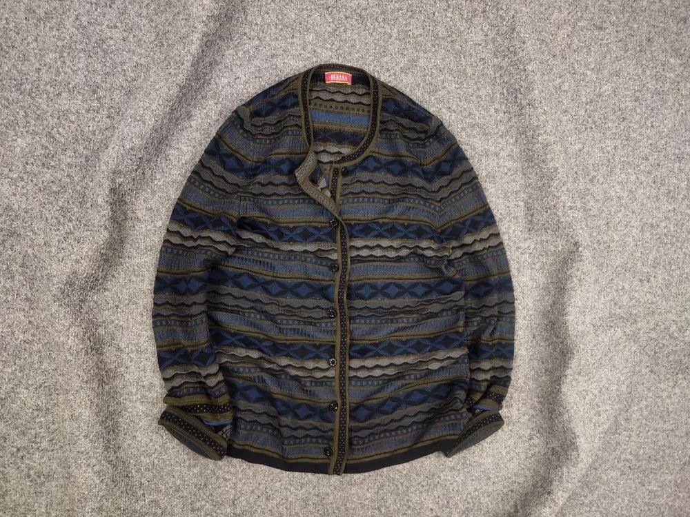 Vintage Oleana Ytre Arna Norway Dark Wool Art Button Knit Cardigan Size S / US 4 / IT 40 - 1 Thumbnail