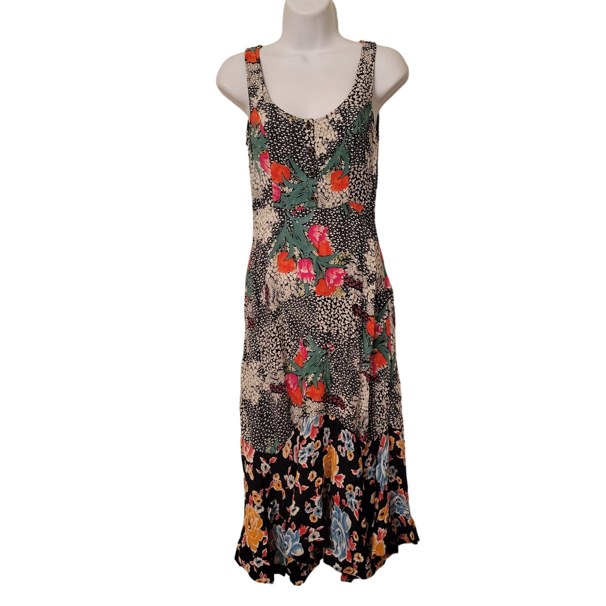 Anthropologie Maeve Anthropologie Black Floral Sleeveless Dress XS VIOLETT Size XS / US 0-2 / IT 36-38 - 2 Thumbnail