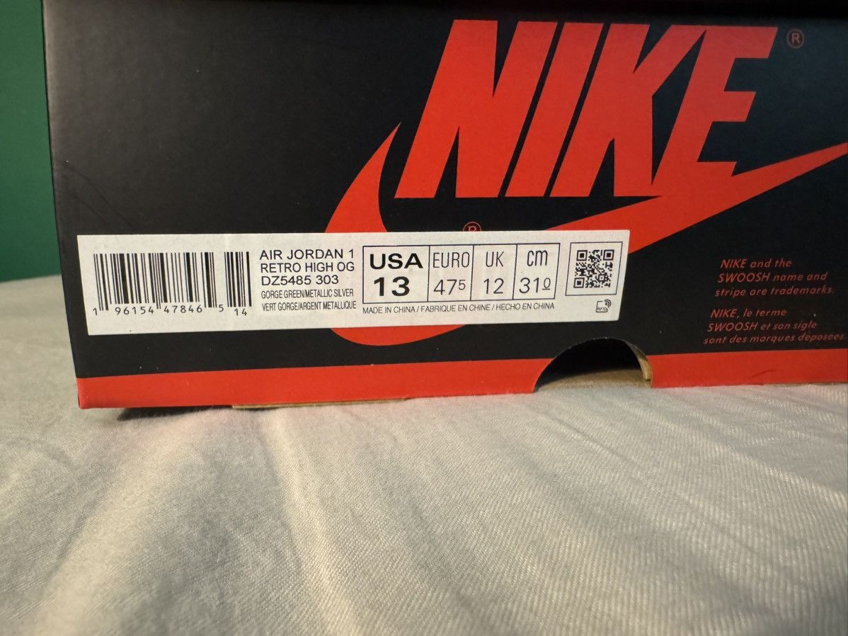 Jordan Brand Nike Air Jordan 1 High Gorge Green 2022 Size US 13 / EU 46 - 8 Thumbnail