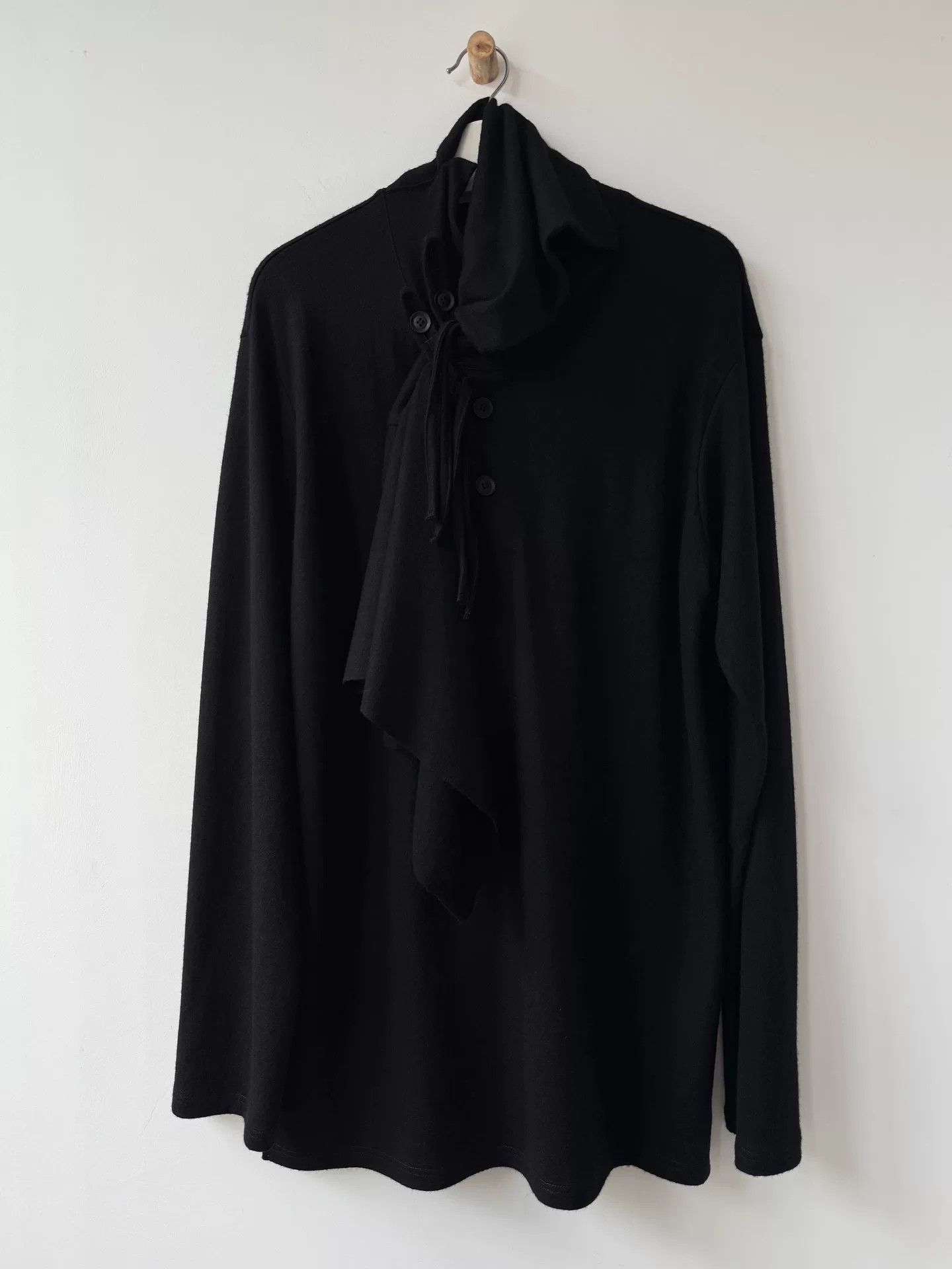 Yohji Yamamoto Black Wool Asymmetrical Top