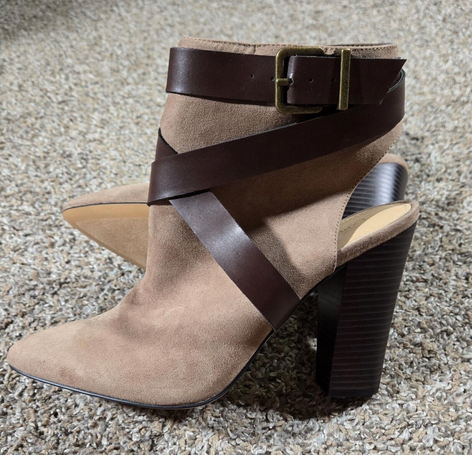 Express Express Pointed Toe Open Back Tan High Heel Shoe Size 9 Size US 9 / IT 39 - 1 Thumbnail