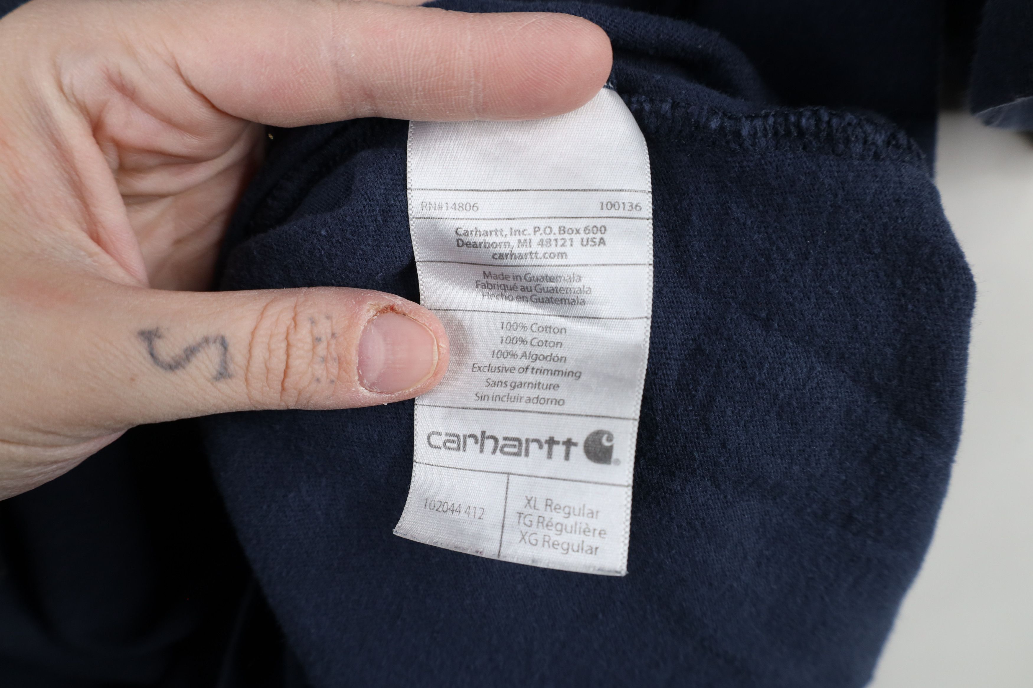 Carhartt × Vintage Vintage Carhartt Spell Out Hunting Skull Pocket T-Shirt Blue Size US XL / EU 56 / 4 - 11 Thumbnail