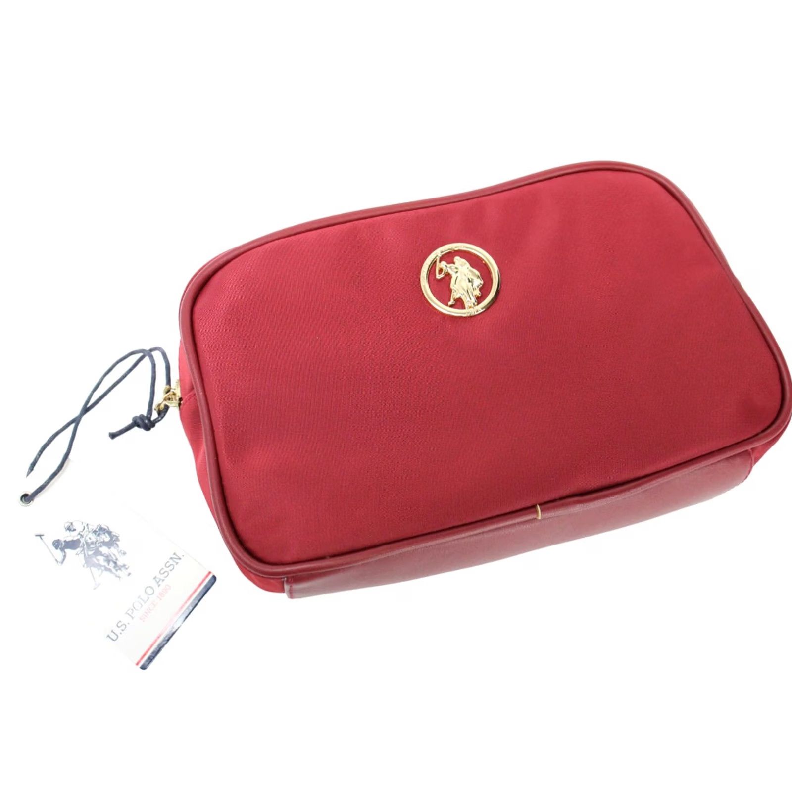 Vintage US POLO ASSN. Houston Beauty Bag Women's one size Zipped Dark Red Size ONE SIZE - 5 Thumbnail