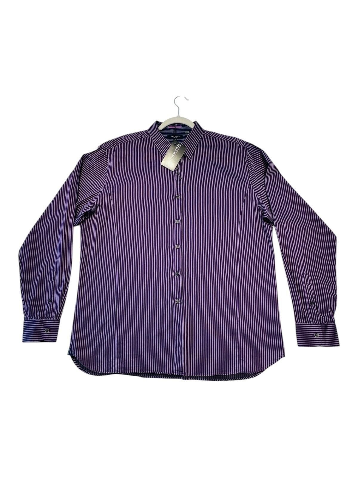 Ted Baker Ted Baker 6 Shirt Men's UK Size 2XL Purple Pinstripe Size 48R - 2 Thumbnail