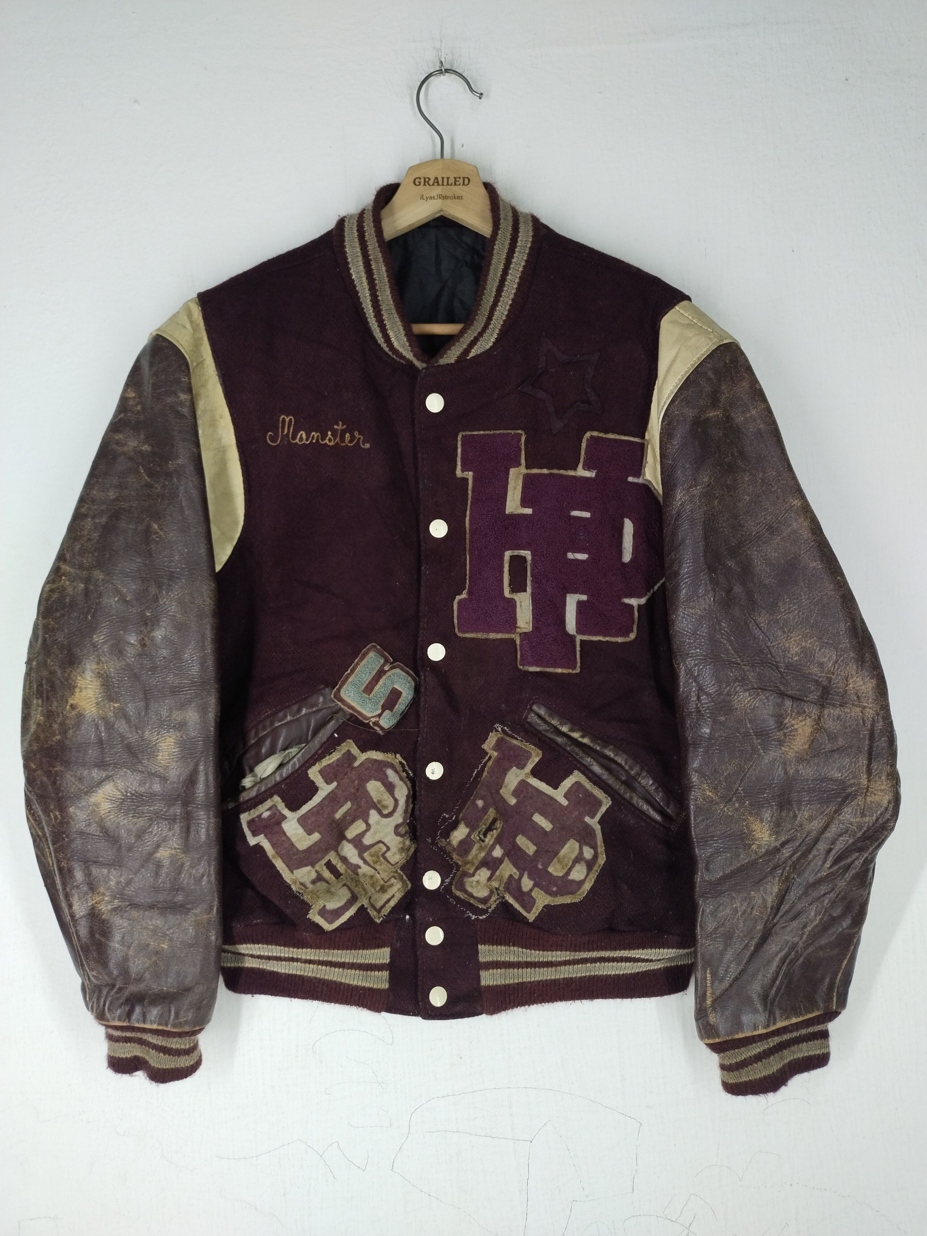 Vintage Rare Vintage Hagel Park Varsity Leather Wool Jacket Size US L / EU 52-54 / 3 - 1 Thumbnail