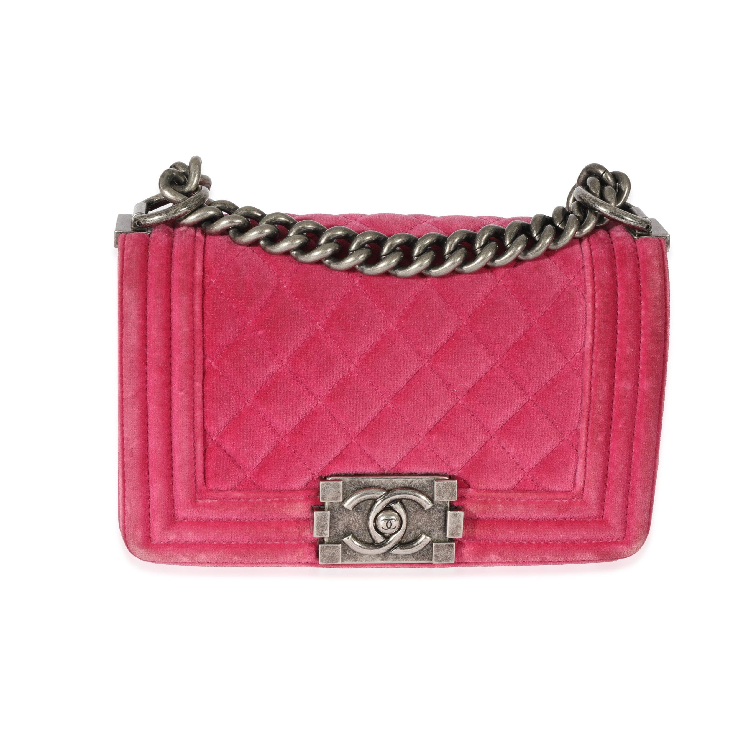 image of Chanel Pink Velvet Small Boy Bag, Women's