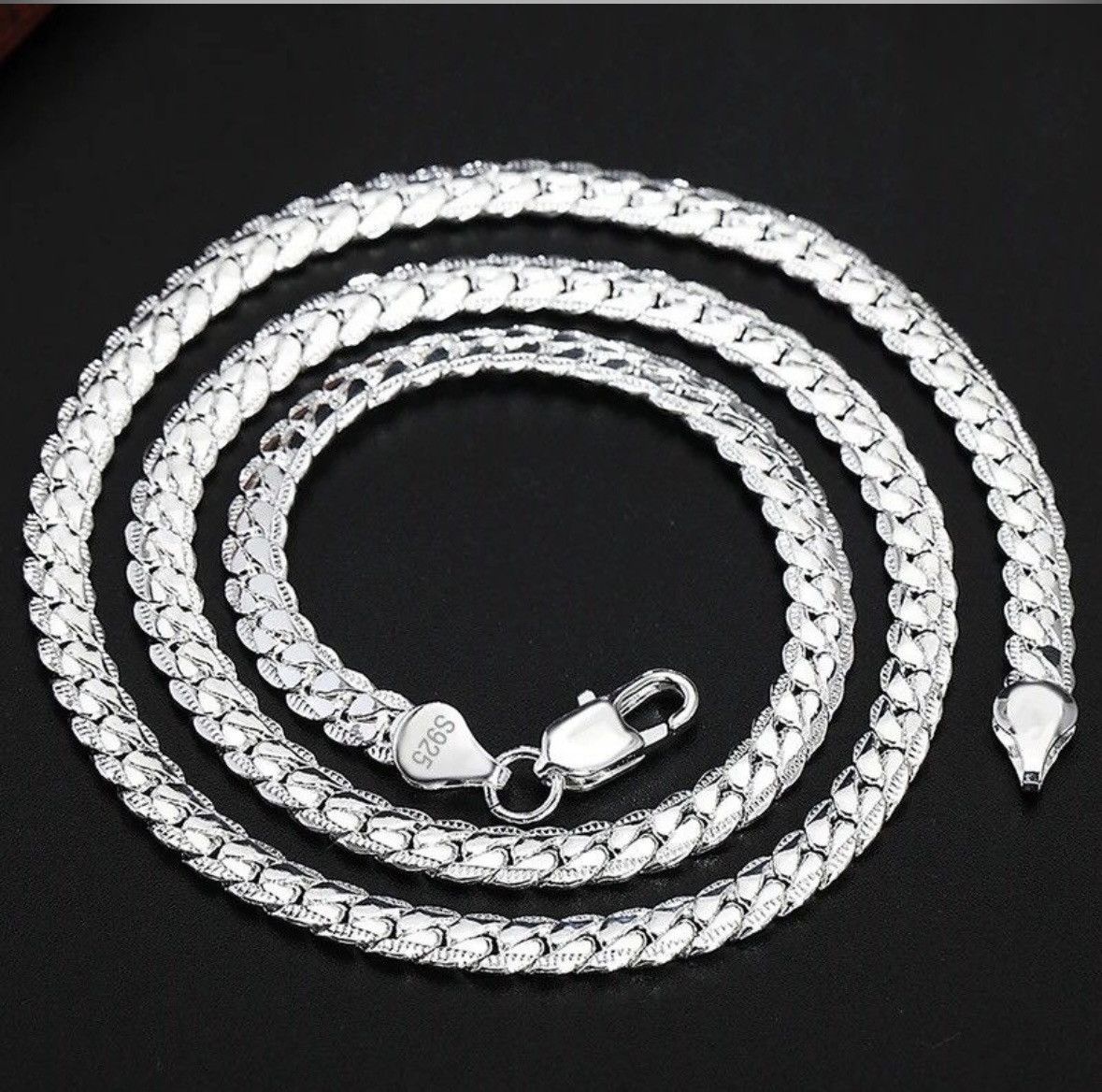 Jewelry Sterling Silver 2 Piece 5MM Full Sideways Chain Necklace Size ONE SIZE - 1 Thumbnail