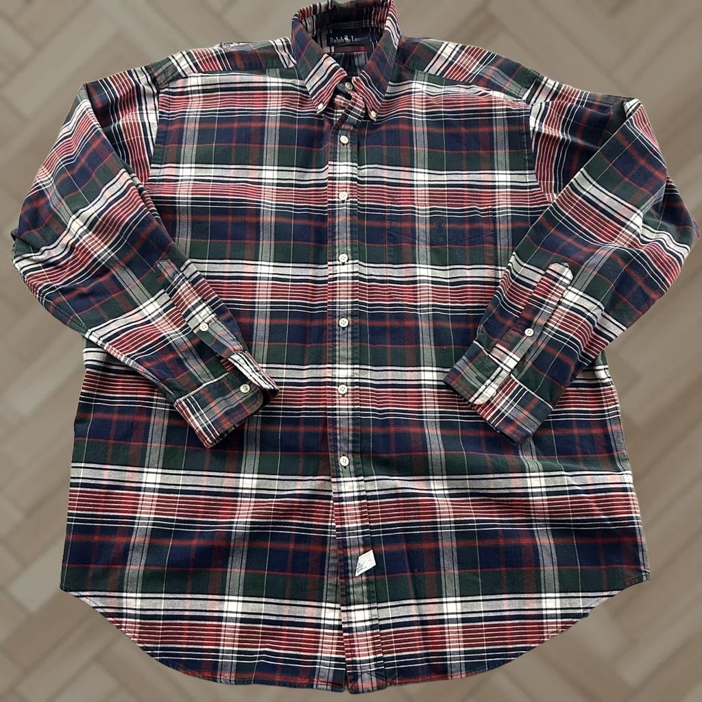 Polo Ralph Lauren VINTAGE Ralph Lauren The Big Shirt Plaid Long Sleeve Button Front Shirt Mens Large Size US L / EU 52-54 / 3 - 1 Thumbnail