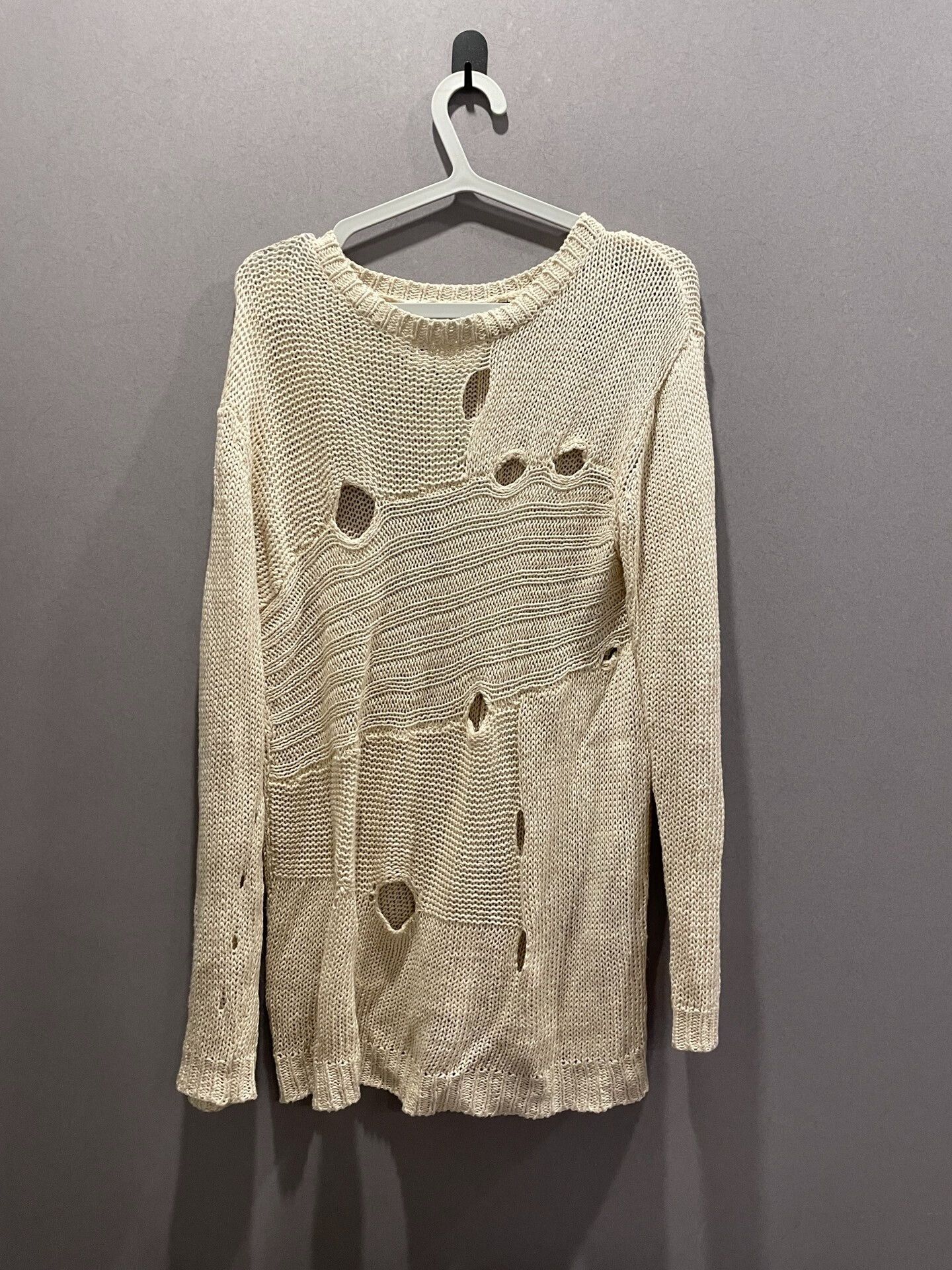 Diet Butcher Slim Skin beige knit long sleeve top with holes Size US S / EU 44-46 / 1 - 1 Thumbnail