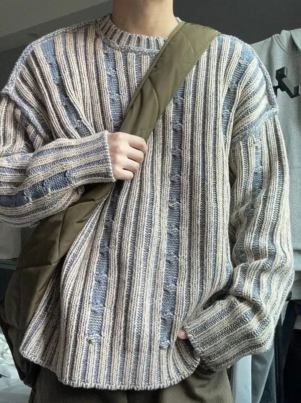 VIBE Retro y2k reversible cable knit pullover sweater knitwear Size US XL / EU 56 / 4 - 1 Thumbnail