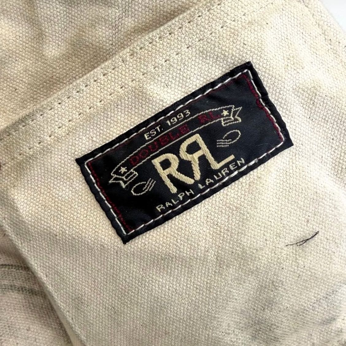 Ralph Lauren VINTAGE RRL Ralph Lauren Tote Bag Ivory Canvas Leather Logo Handle Medium Unisex Adults Size ONE SIZE - 6 Thumbnail