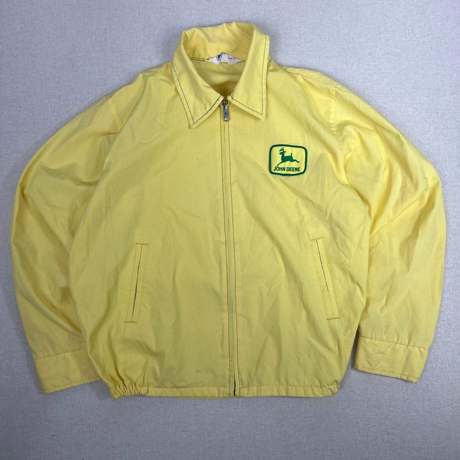 Yellow John Deer Work Jacket Harrington-Style - M - 70s 80s