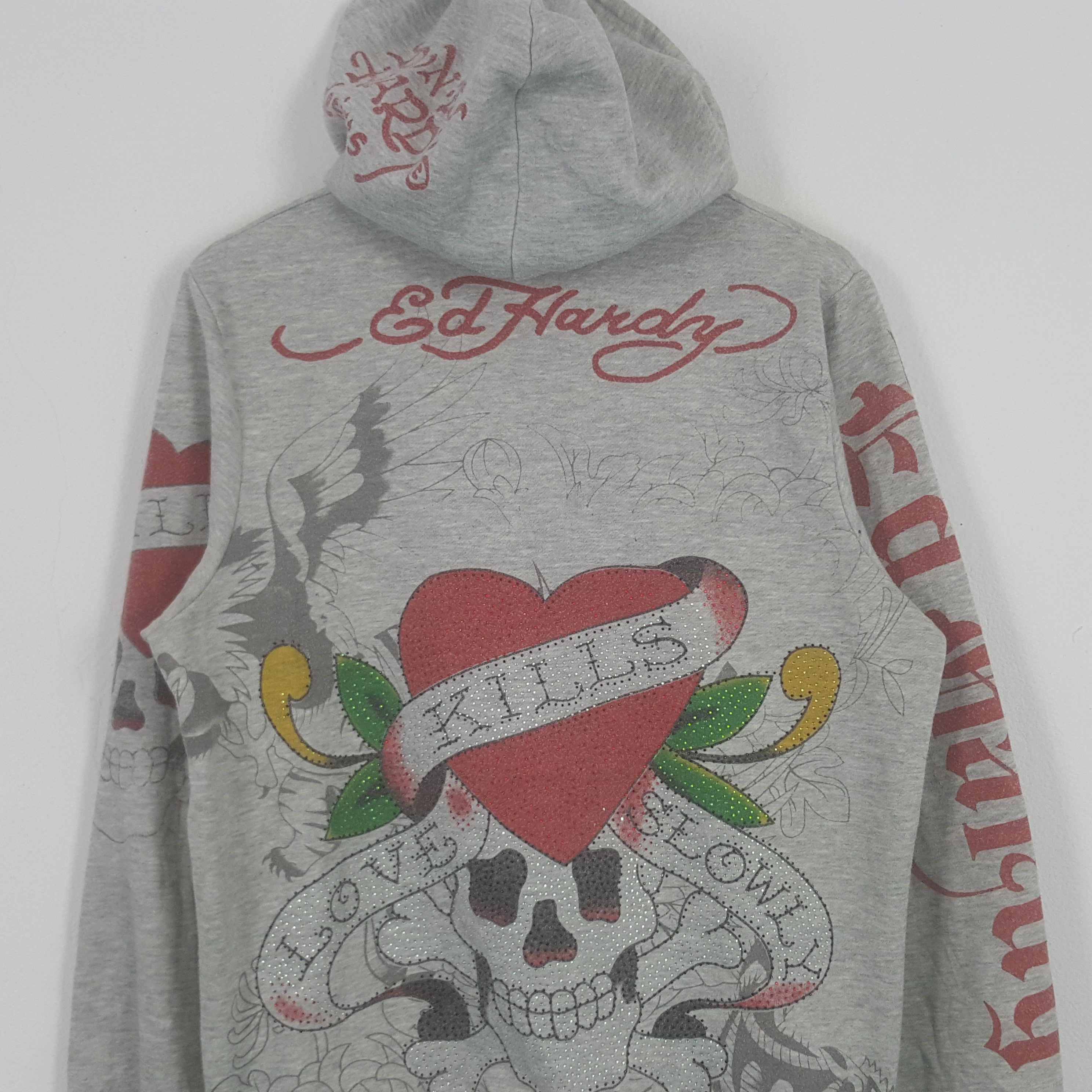 Christian Audigier × Ed Hardy × Vintage Vintage Ed Hardy by Christian Audiger Skull Art Hoodies Size US M / EU 48-50 / 2 - 2 Thumbnail