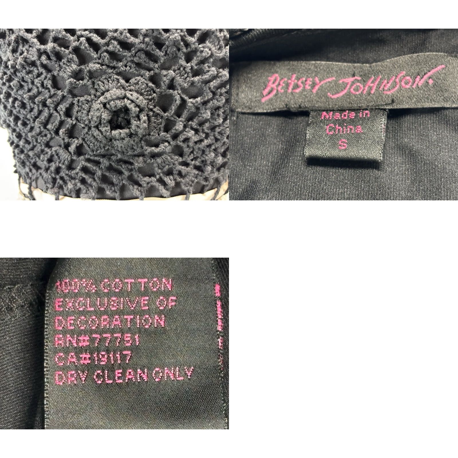 Betsey Johnson VINTAGE Betsey Johnson Crochet Midi Dress Small Black Ivory Coquette Y2K Womens Size S / US 4 / IT 40 - 8 Thumbnail