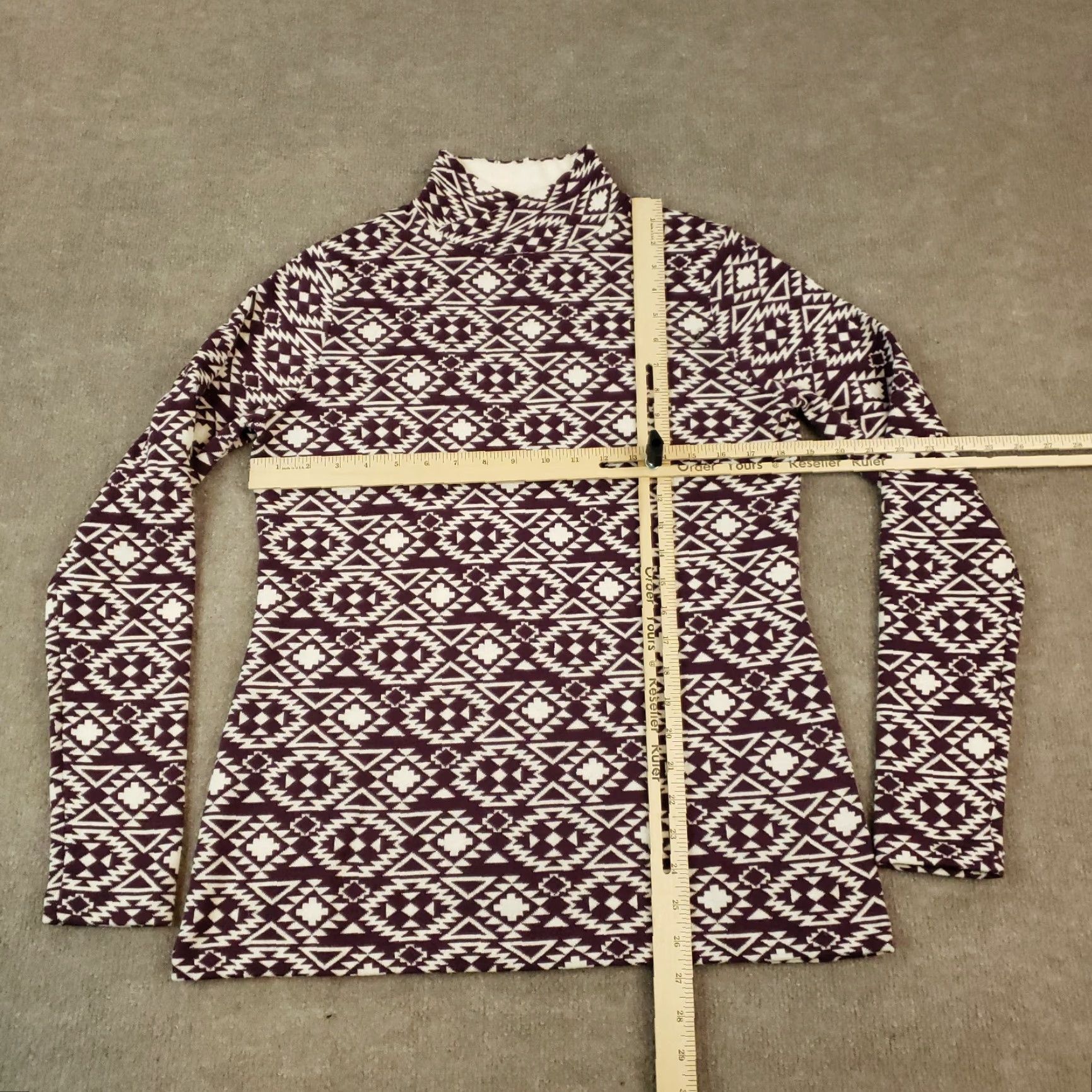 Vintage Duluth Sweater Women M Purple Aztec Mock Neck Long Sleeve Size M / US 6-8 / IT 42-44 - 2 Thumbnail