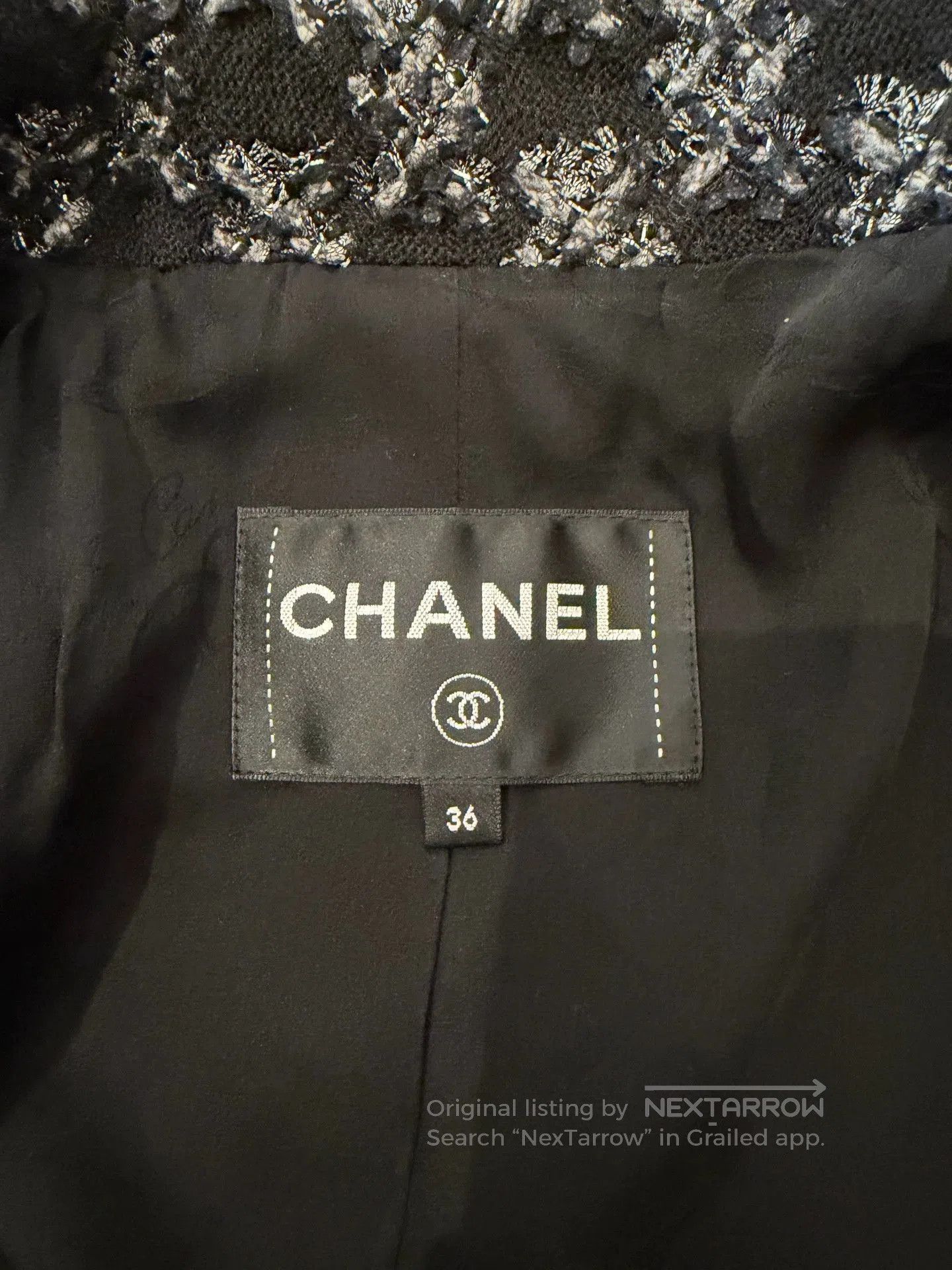 Chanel Chanel Black Silver Houndstooth Tweed Blazer. Size US S / EU 44-46 / 1 - 3 Thumbnail