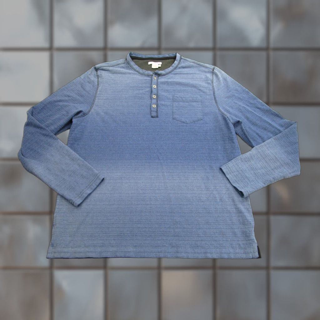Carbon2Cobalt CARBON2COBALT Men's Large Blue Ombre Gradient Henley Long Sleeve Pocket Shirt Size US L / EU 52-54 / 3 - 1 Thumbnail
