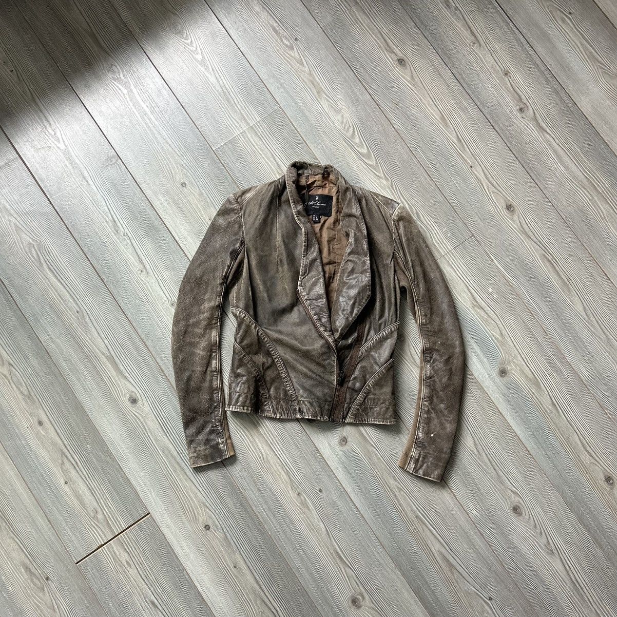 Allsaints Allsaints Faded Asymmetric Rick Owens Vibe Leather Jacket Size S / US 4 / IT 40 - 2 Thumbnail