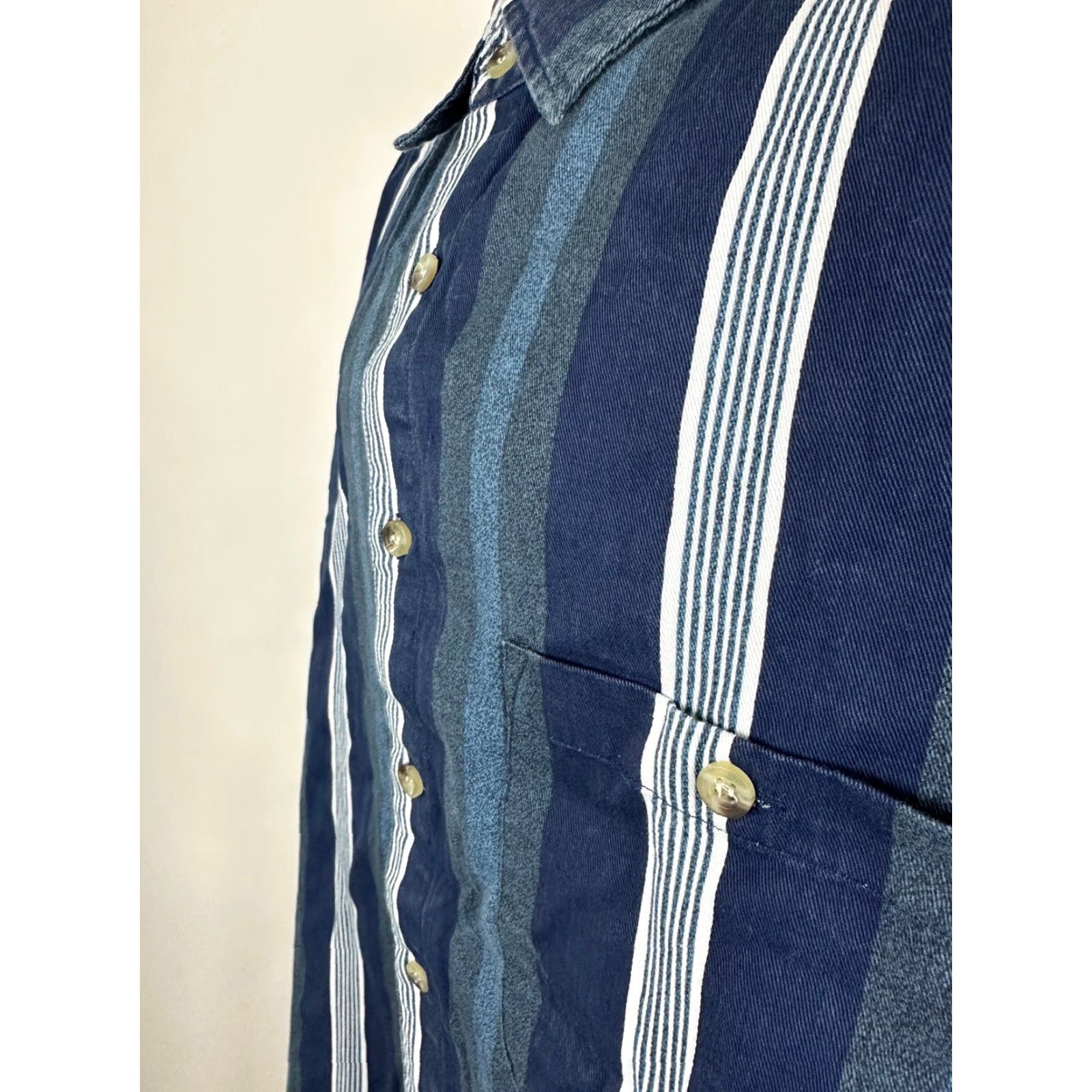 Faded Glory VINTAGE Faded Glory Shirt Men 2XLT Blue Striped Long Sleeve Heavyweight Casual 90s - Mens Size US XXL / EU 58 / 5 - 6 Thumbnail
