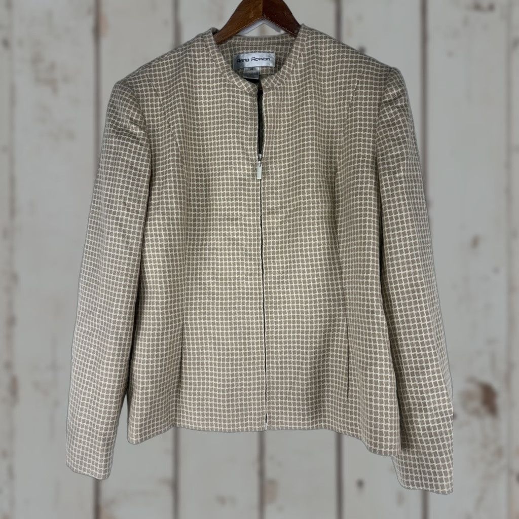 Vintage Vintage Rena Rowan Crm/Beige 100% Wool Full Zip Dress Jacket Womens Size 14 Size XL / US 12-14 / IT 48-50 - 1 Thumbnail