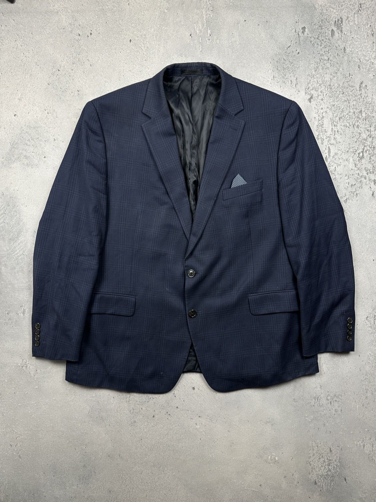 Lauren Ralph Lauren Lauren Ralph Lauren Navy Plaid Wool Blend Tailored Blazer Size 48R - 1 Thumbnail