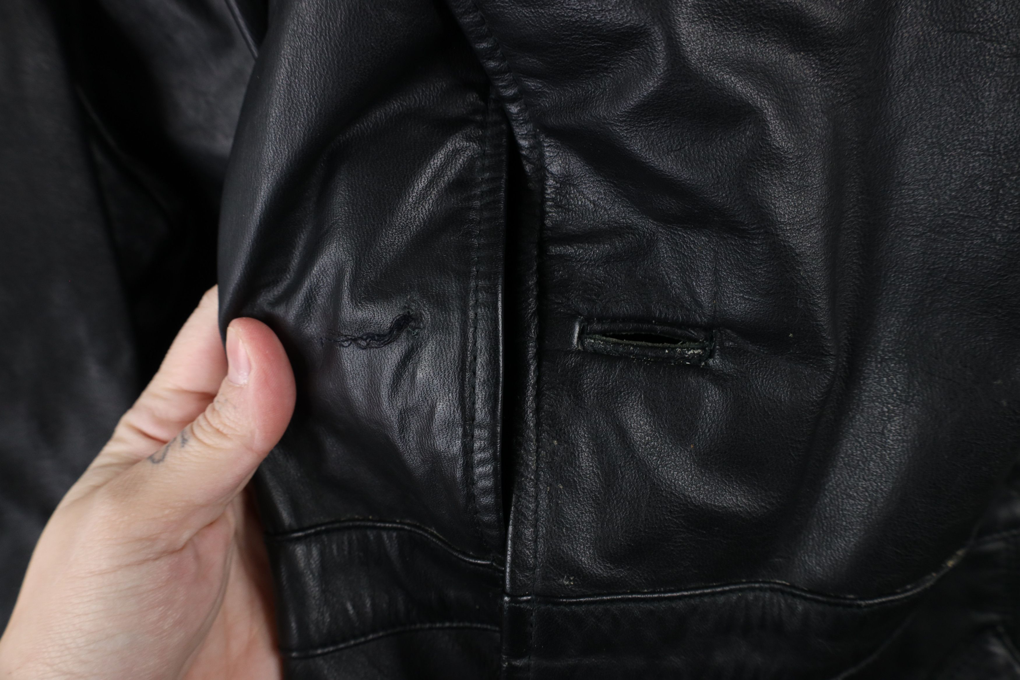 Vintage Vintage 70s Streetwear Leather Button Jacket Black Size US XXL / EU 58 / 5 - 6 Thumbnail