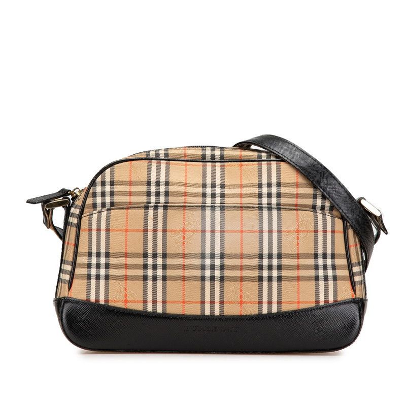Burberry Burberry Shadow Horse Nova Check Canvas Leather Shoulder Bag Canvas Shoulder Bag in Beige, Women's