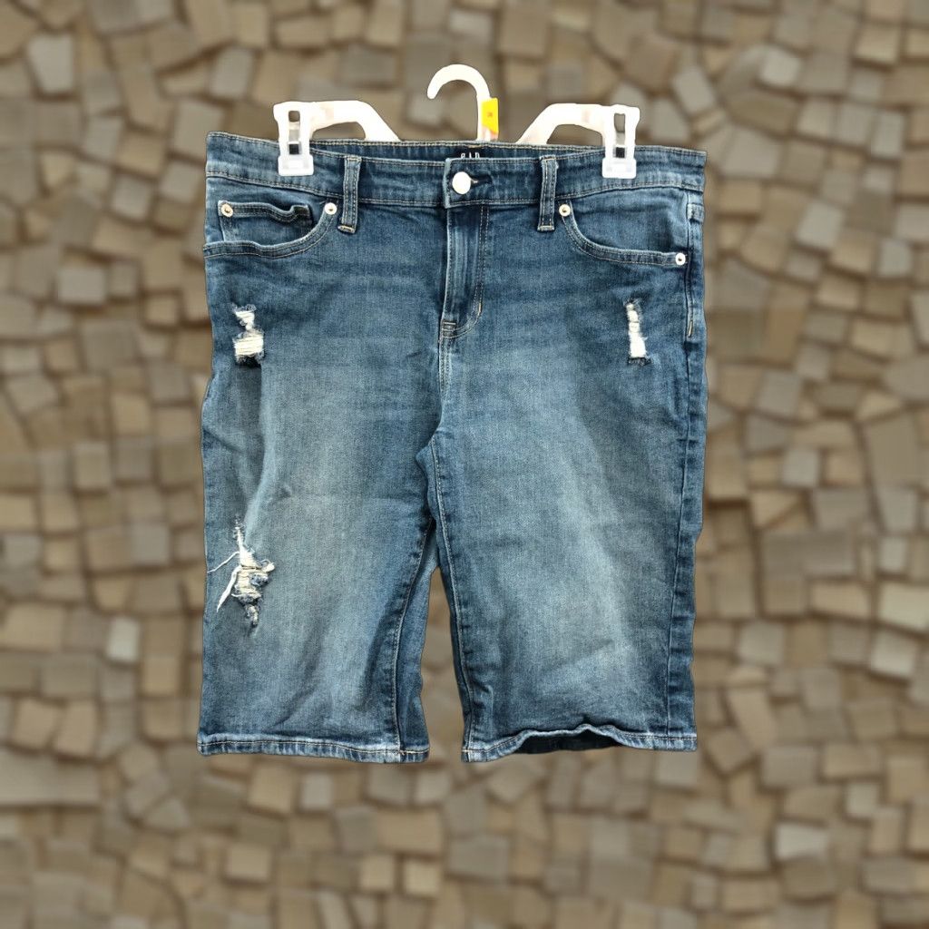 Gap Gap Bermuda Shorts Womens Size 29 Mid Rise Dark Wash Blue Denim Jean Size 29" - 1 Thumbnail