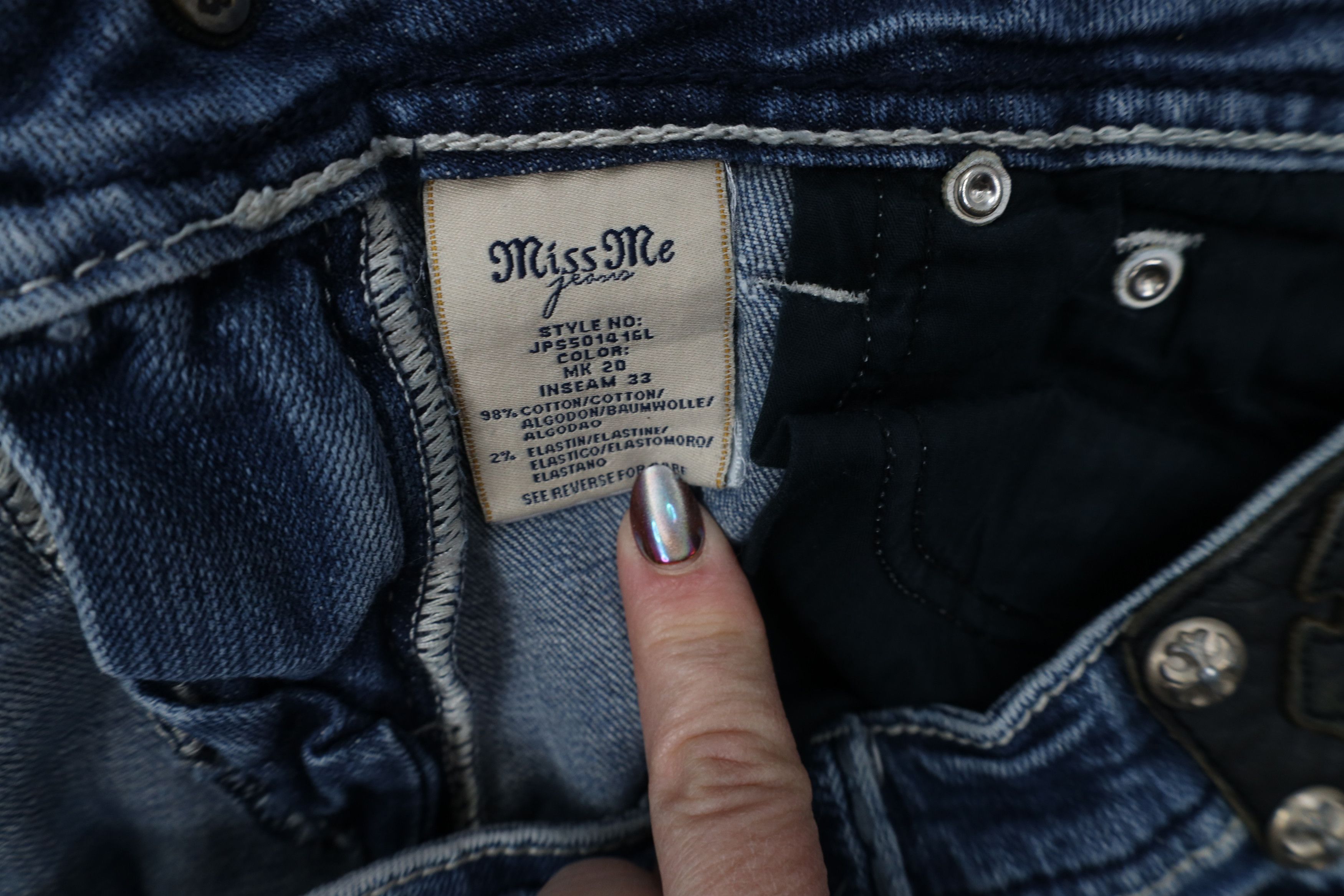 Miss Me Miss Me Thick Stitch Jeweled Flared Bootcut Denim Jeans Size 30" / US 8 / IT 44 - 9 Thumbnail