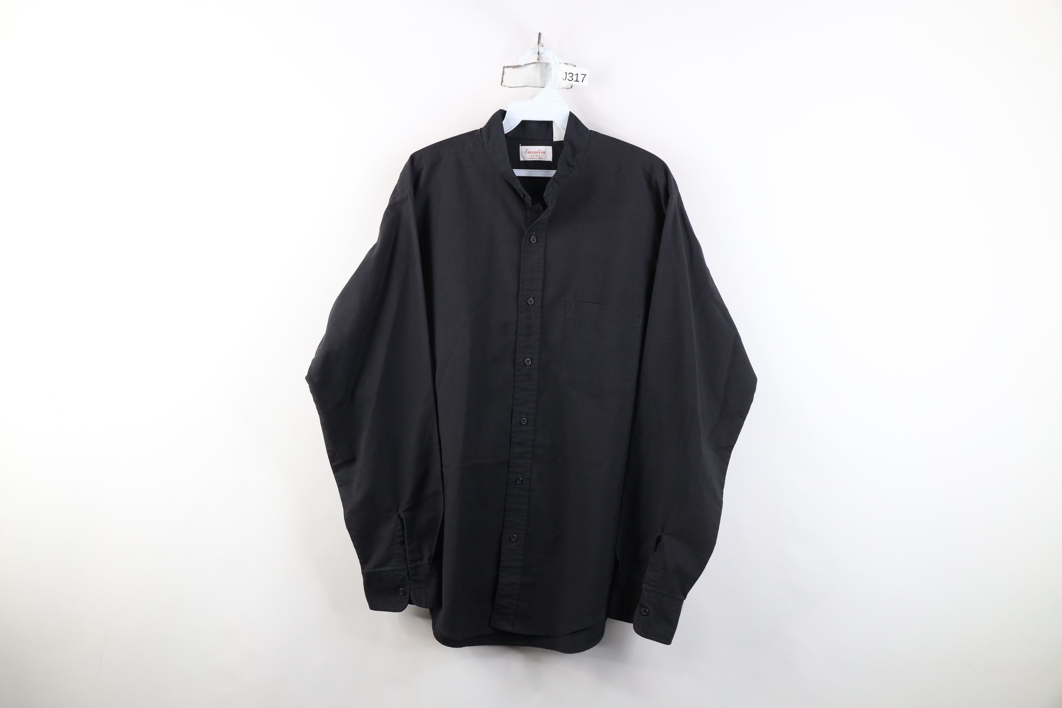 Vintage Vintage 90s Streetwear Band Collar Button Shirt Black USA Size US M / EU 48-50 / 2 - 1 Thumbnail