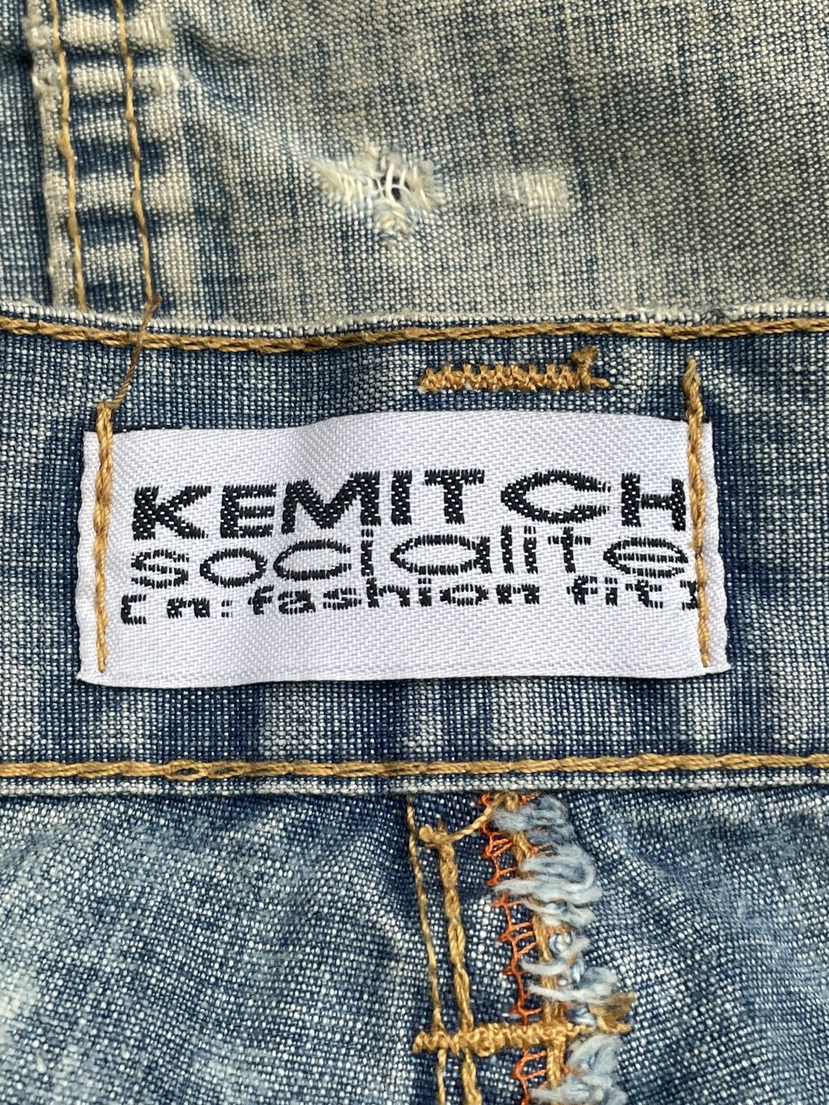 Designer Vintage Kemitch Socialite Faded Distressed Denim Size US 32 / EU 48 - 14 Thumbnail