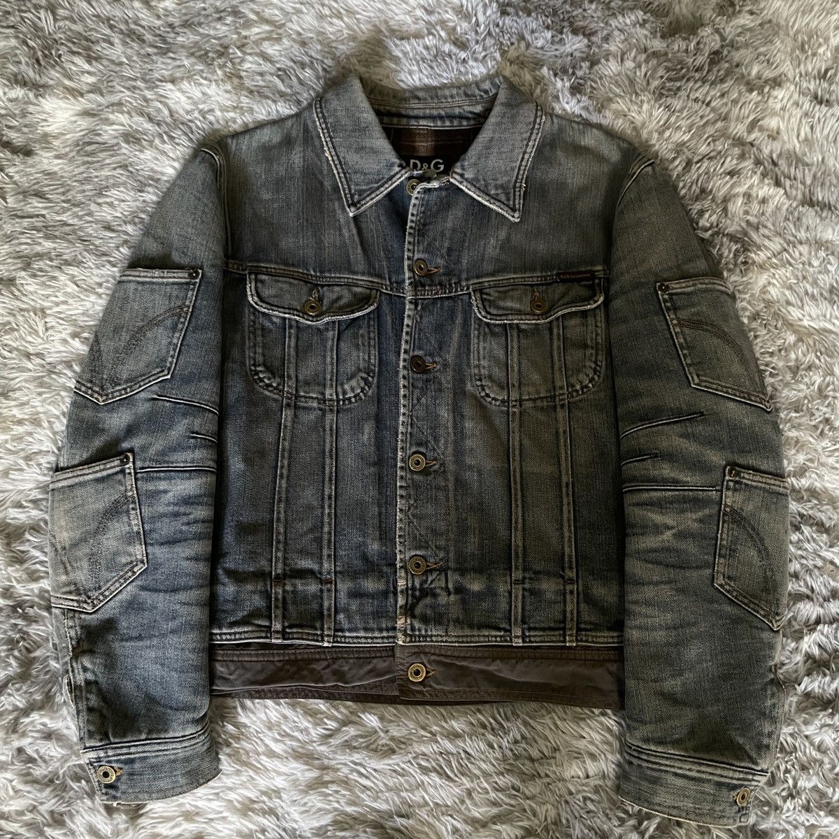 Pre-owned Dolce Gabbana X Vintage Aw03 Dolce & Gabbana Double Waisted Multi Pockets Jacket In Blue
