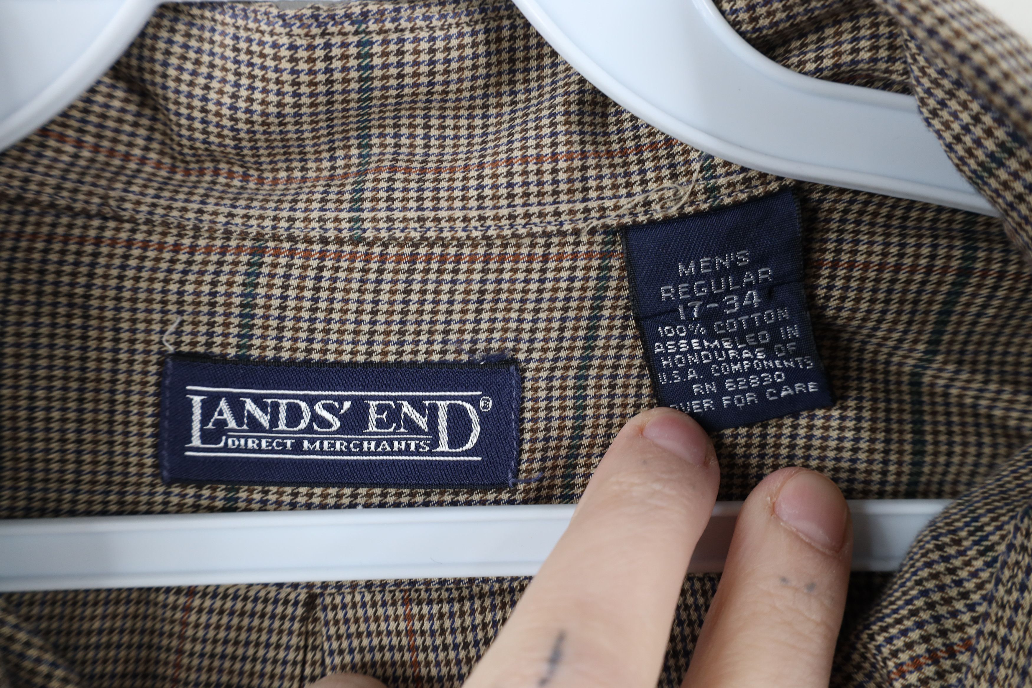 Lands' End Vintage 90s Lands End Houndstooth Collared Button Down Shirt Size US XL / EU 56 / 4 - 9 Thumbnail