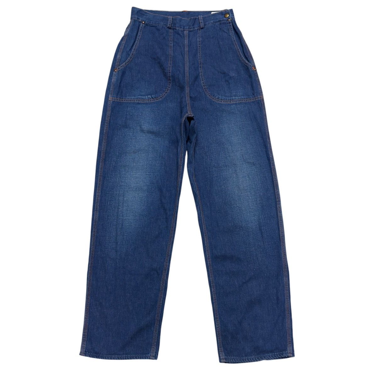 Orslow Denim Ranch Work Pants Side Zip in Blue, Women's (Size 28) — image 2 of 6