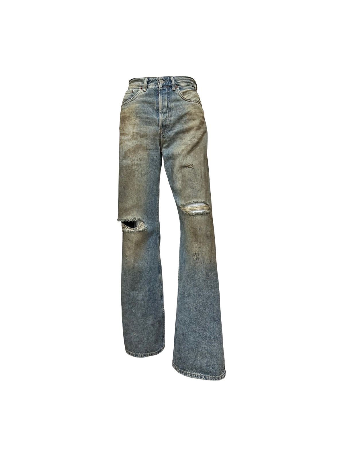 ACNE STUDIOS F/W 2023 Ripped Detailing Wide Leg Jeans