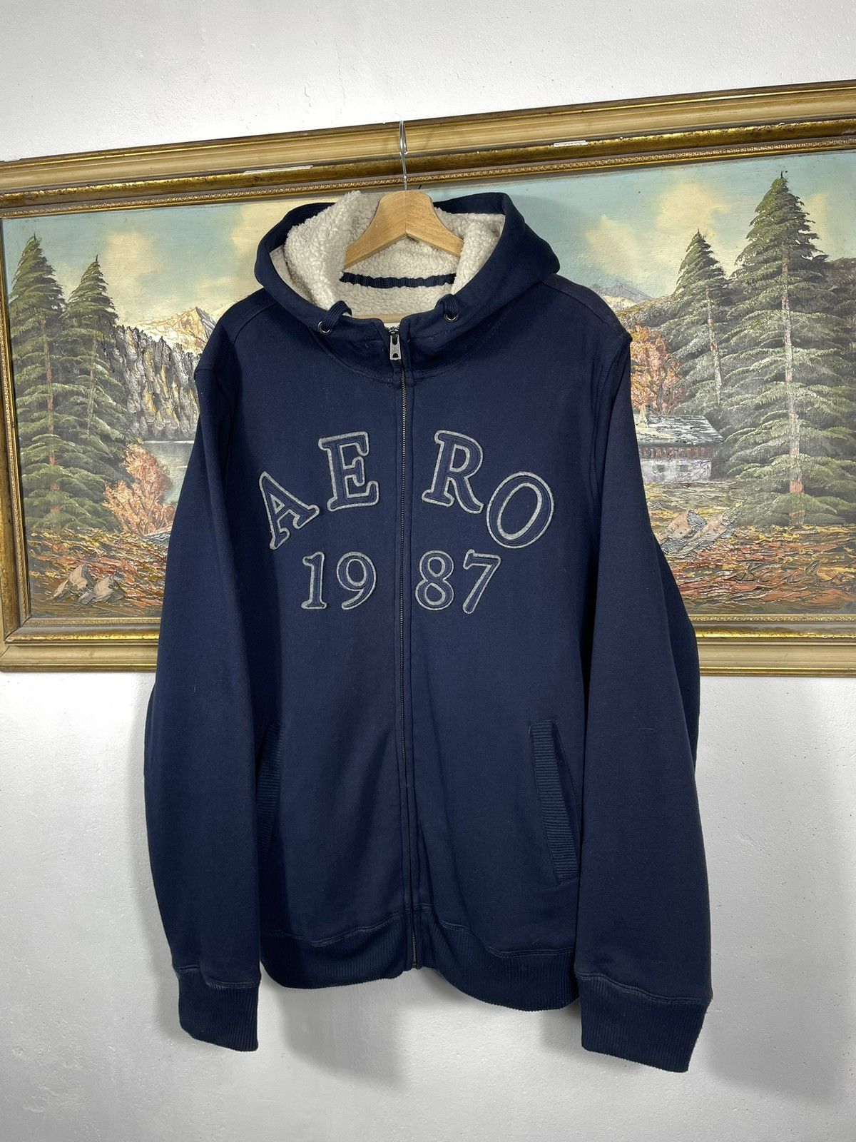 Aeropostale Grunge Cyber Goth Sherpa Lined Skater Zip Up Hoodie! Size US XL / EU 56 / 4 - 3 Thumbnail