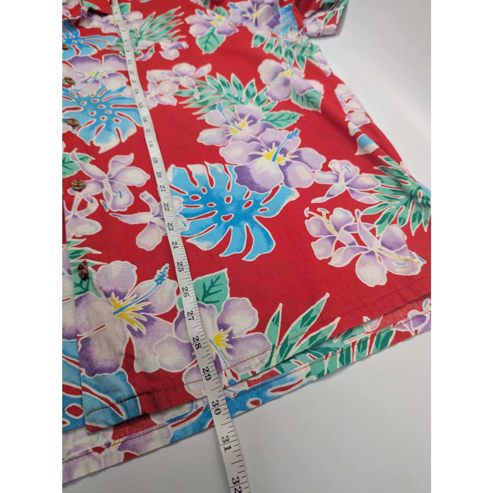 Vintage VTG Barefoot in Paradise Button-Up Shirt Floral Tropical Red 2XL Mens Cotton Short Sleeve Collared 2XL Vintage No Size US XXL / EU 58 / 5 - 3 Thumbnail