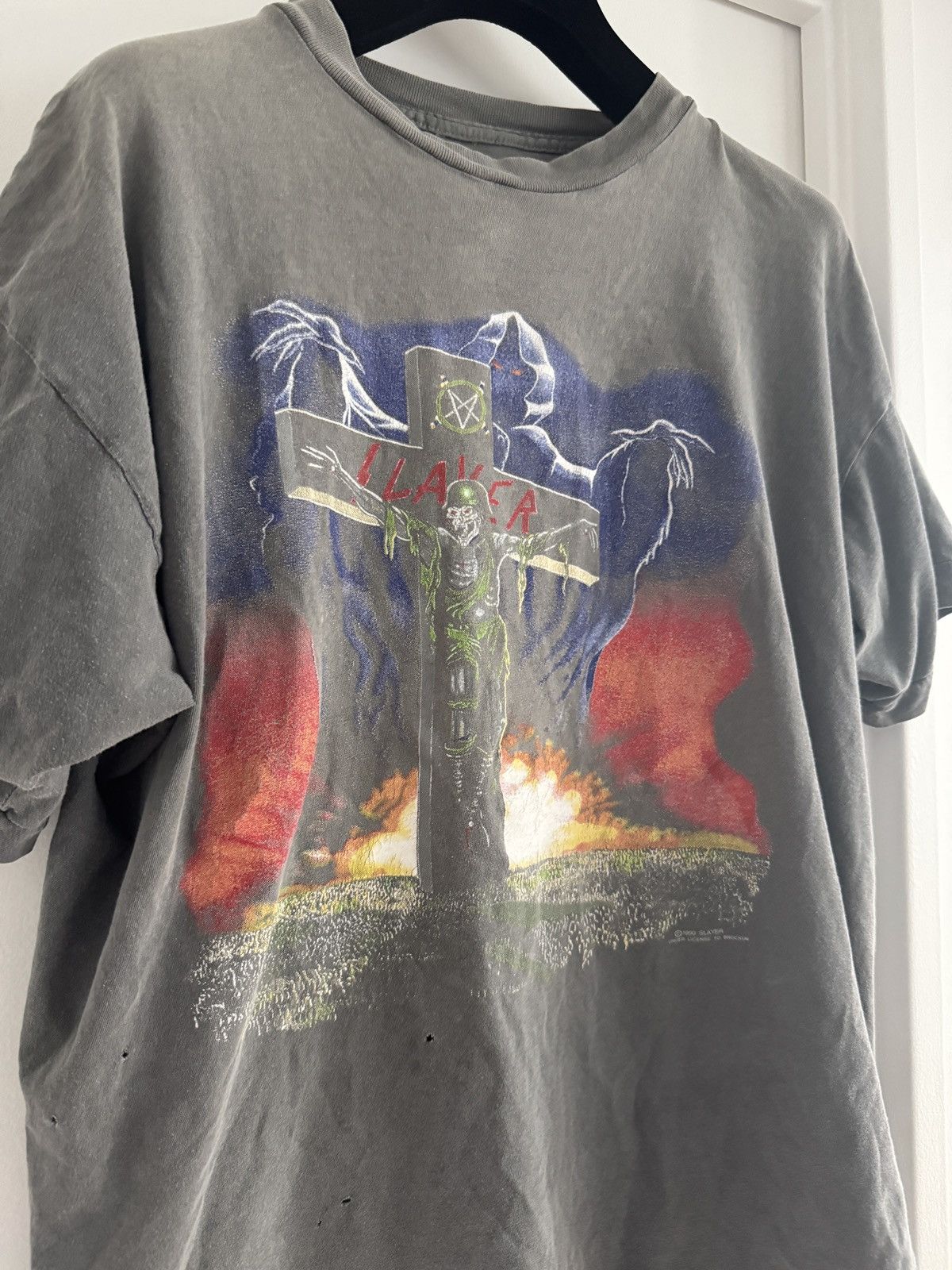 Slayer *RARE* 90s METAL BAND PARIS TOUR SLAYER 1990 EUROPE TOUR Size US L / EU 52-54 / 3 - 2 Thumbnail