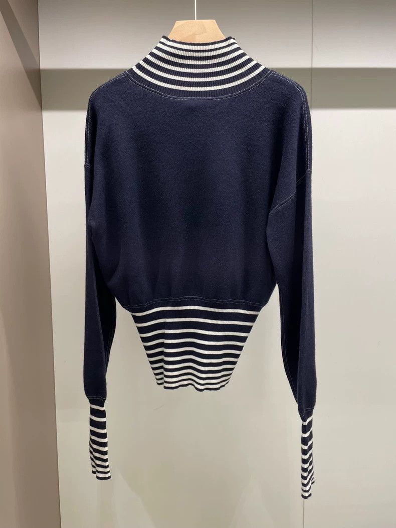 Loewe LOEWE Dark blue striped cotton knit sweater Size S / US 4 / IT 40 - 2 Thumbnail